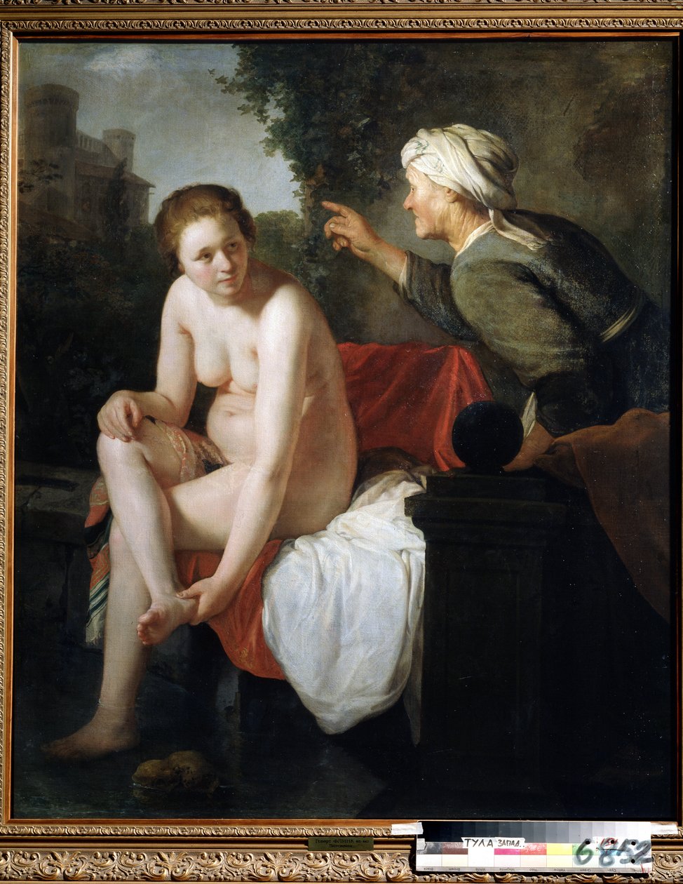 Pintura "Bathing Bathhsheba" do Governo Flinck (ou Govaert Flinck) (1615-1660) Óleo sobre tela. Museu Nacional de Tula, Rússia. de Govaert Flinck