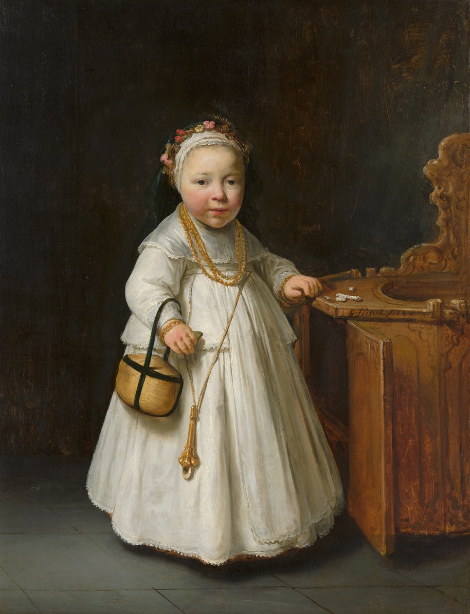 Menina por uma cadeira alta, 1640 de Govaert Flinck