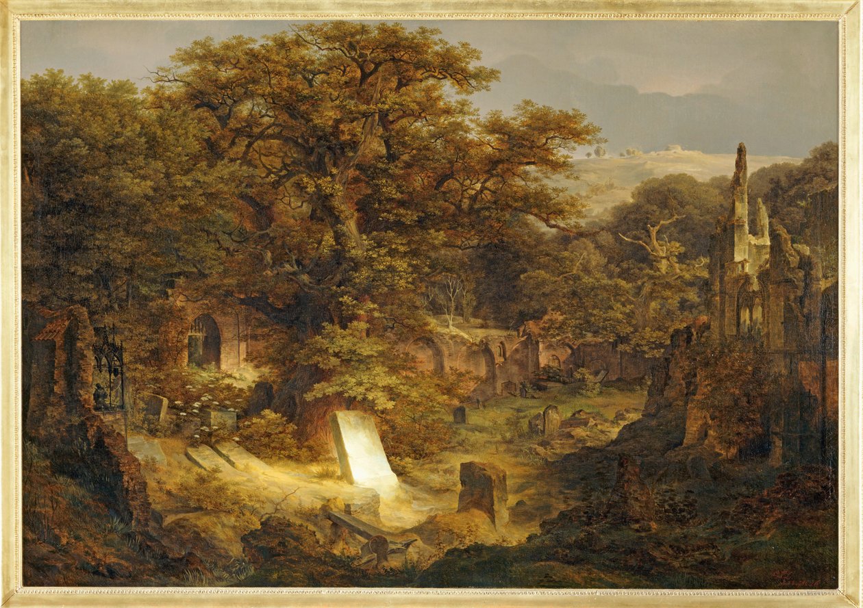 Paisagem com lápide e ruínas ... de Govaert Flinck