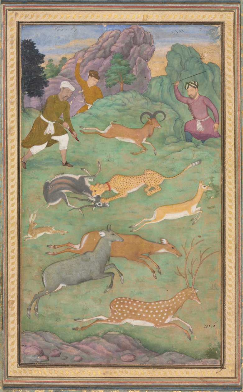 Caça a antílopes e veados, c. 1602-1604. de Govardhan