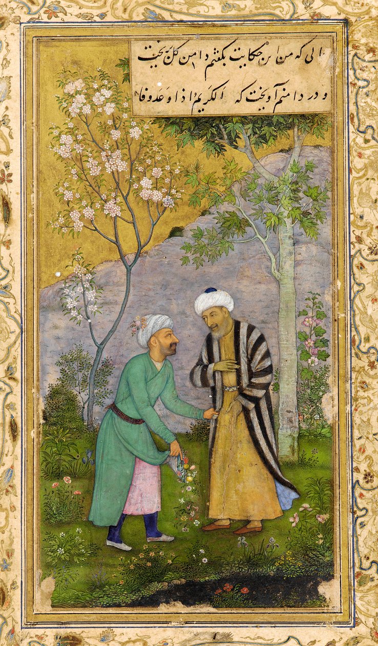 Saadi em um jardim de rosas, 1645. de Govardhan