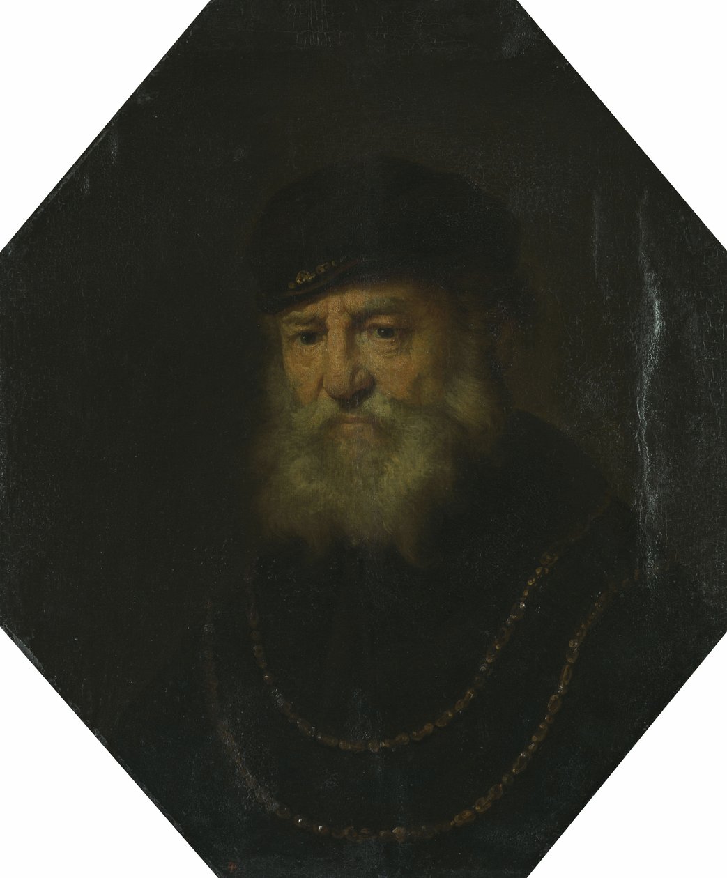 Busto de um homem velho com duas correntes de ouro de Govert Flinck