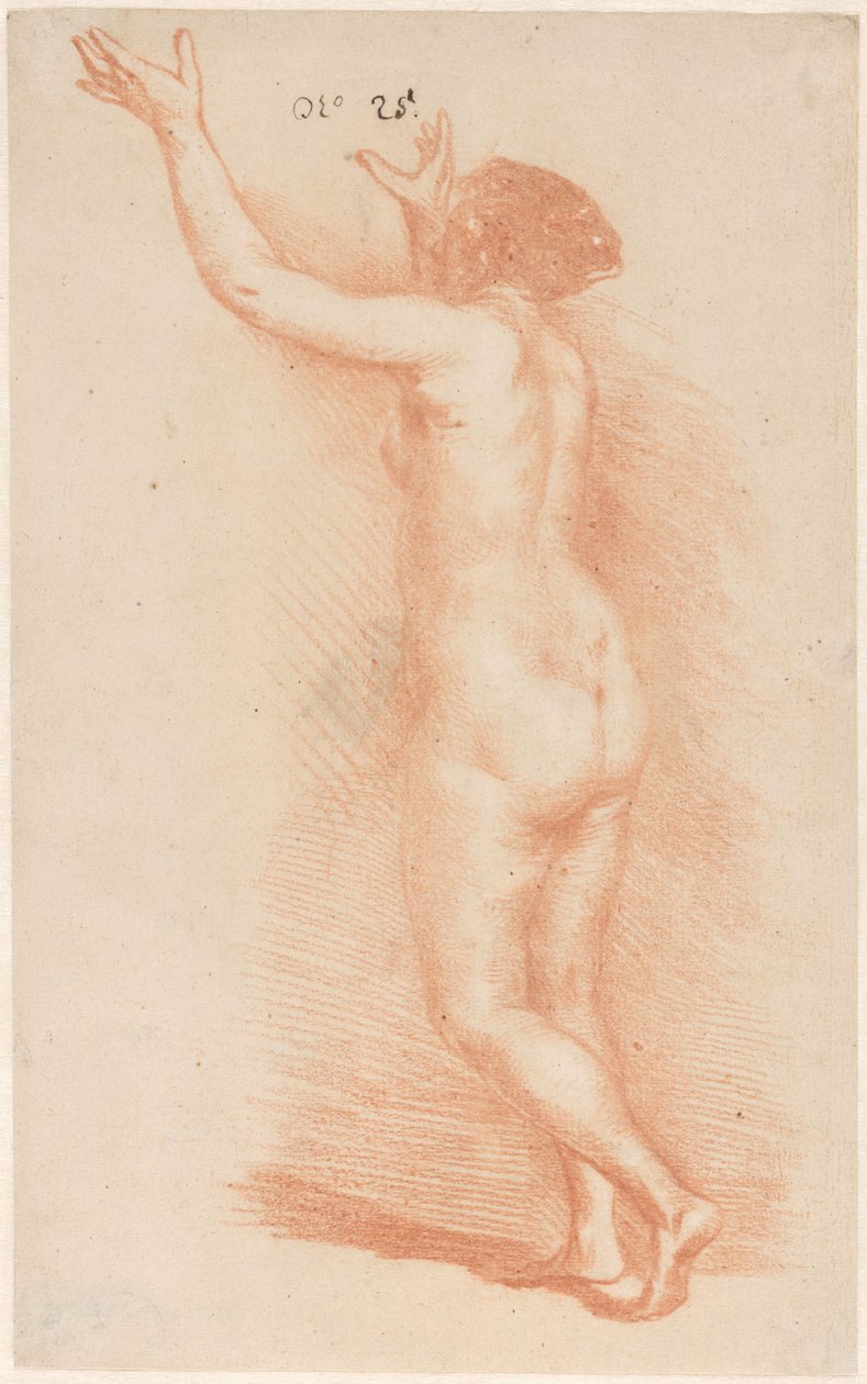 Mulher em pé com os braços levantados de Govert Flinck (attributed to)