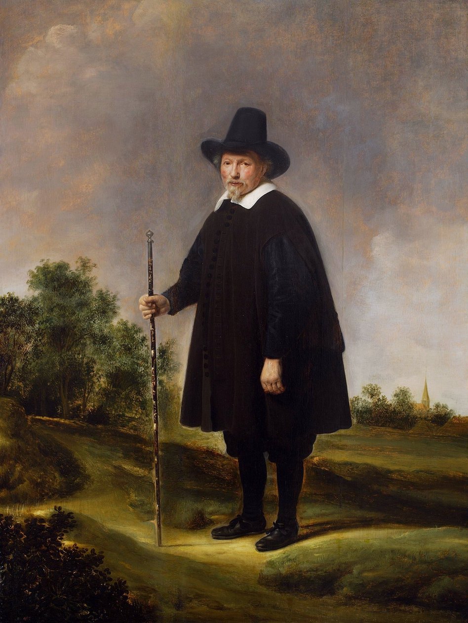 Retrato de um homem numa paisagem de Govert Flinck