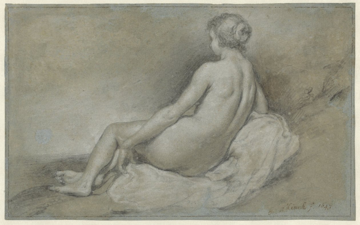 Mulher nua sentada, vista de trás de Govert Flinck