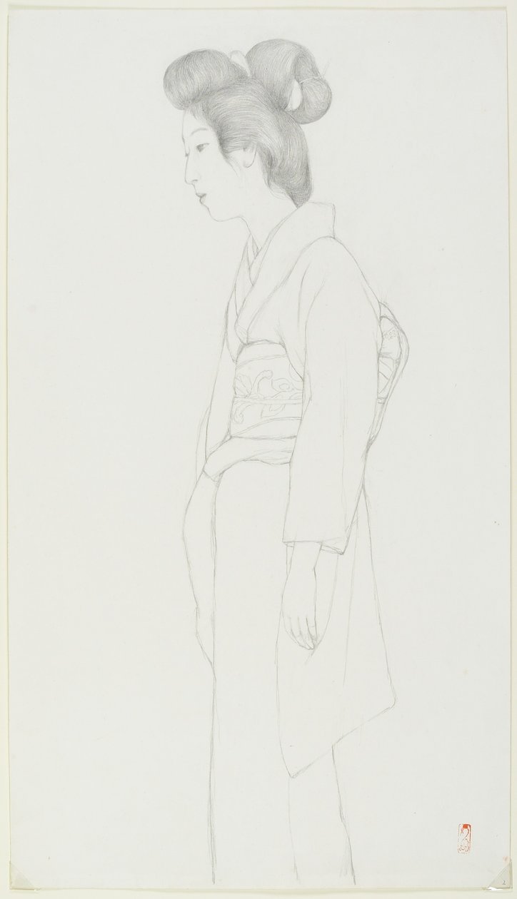 (Desenho de uma mulher em pé), início do século 20 de Goyo Hashiguchi