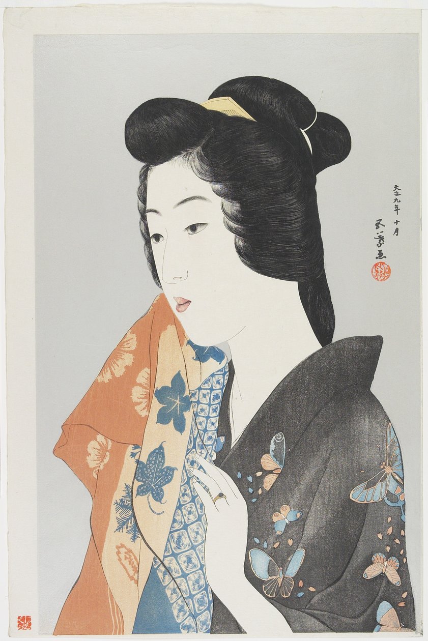 (Woman Holding Towel), Outubro de 1920 de Goyo Hashiguchi