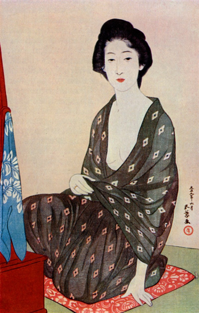 Uma mulher japonesa vestindo roupas de verão, 1920 1930. de Goyo Hashiguchi