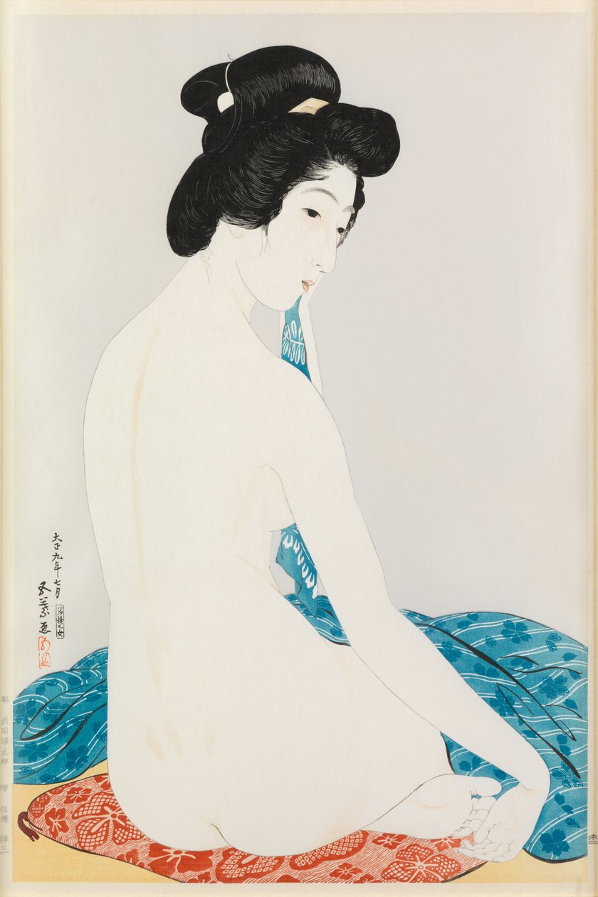 Beleza depois do banho (xilogravura) de Goyo Hashiguchi