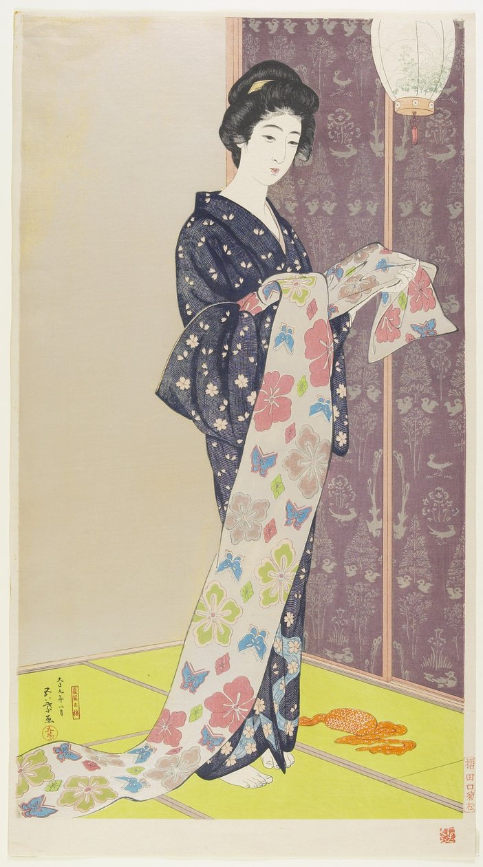Mulher no Kimono de Verão, Agosto de 1920 de Goyo Hashiguchi