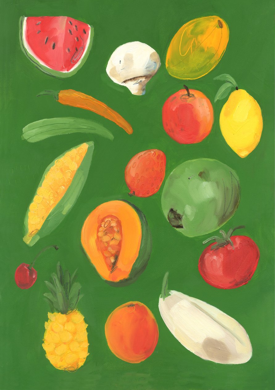 Fruta, 2013 (óleo sobre papel) de Grace Helmer