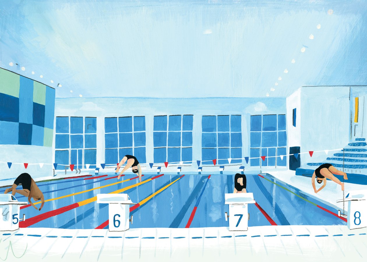 Lewisham Pool, 2015 (óleo sobre papel) de Grace Helmer