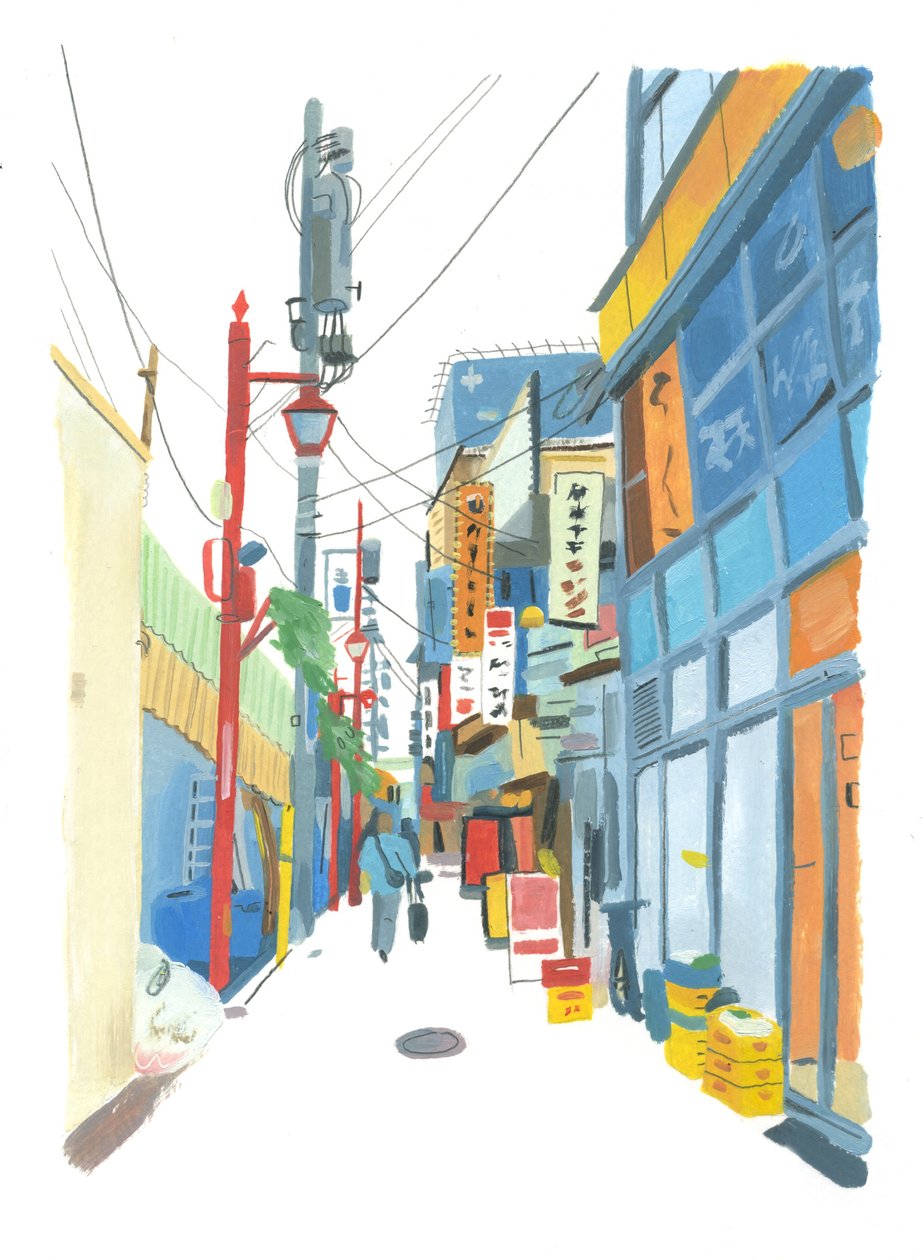 Shinjuku, 2015 (óleo sobre papel) de Grace Helmer