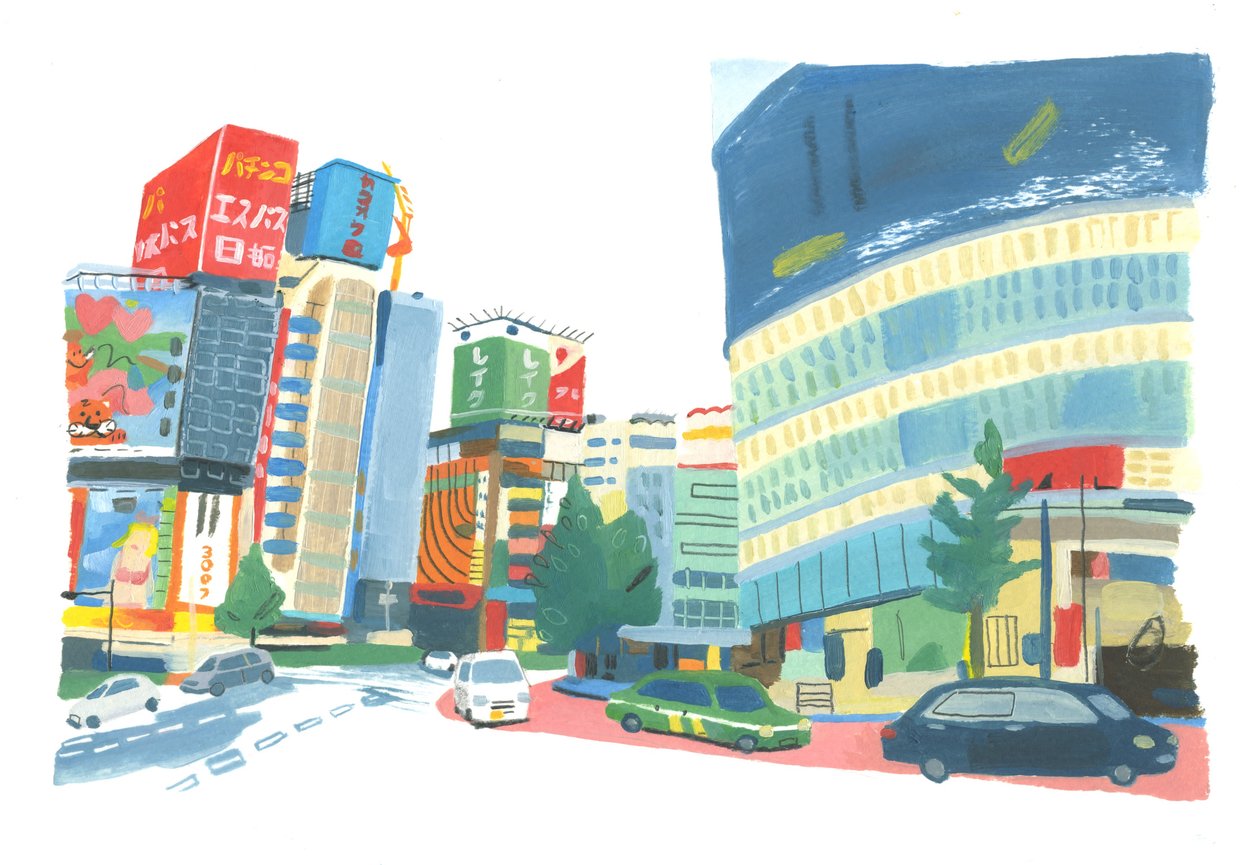 Shinjuku 2, 2015 (óleo sobre papel) de Grace Helmer