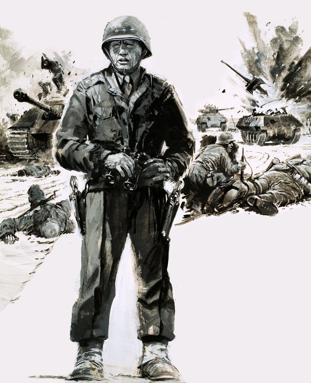 General George C. Patton (guache sobre papel) de Graham Coton