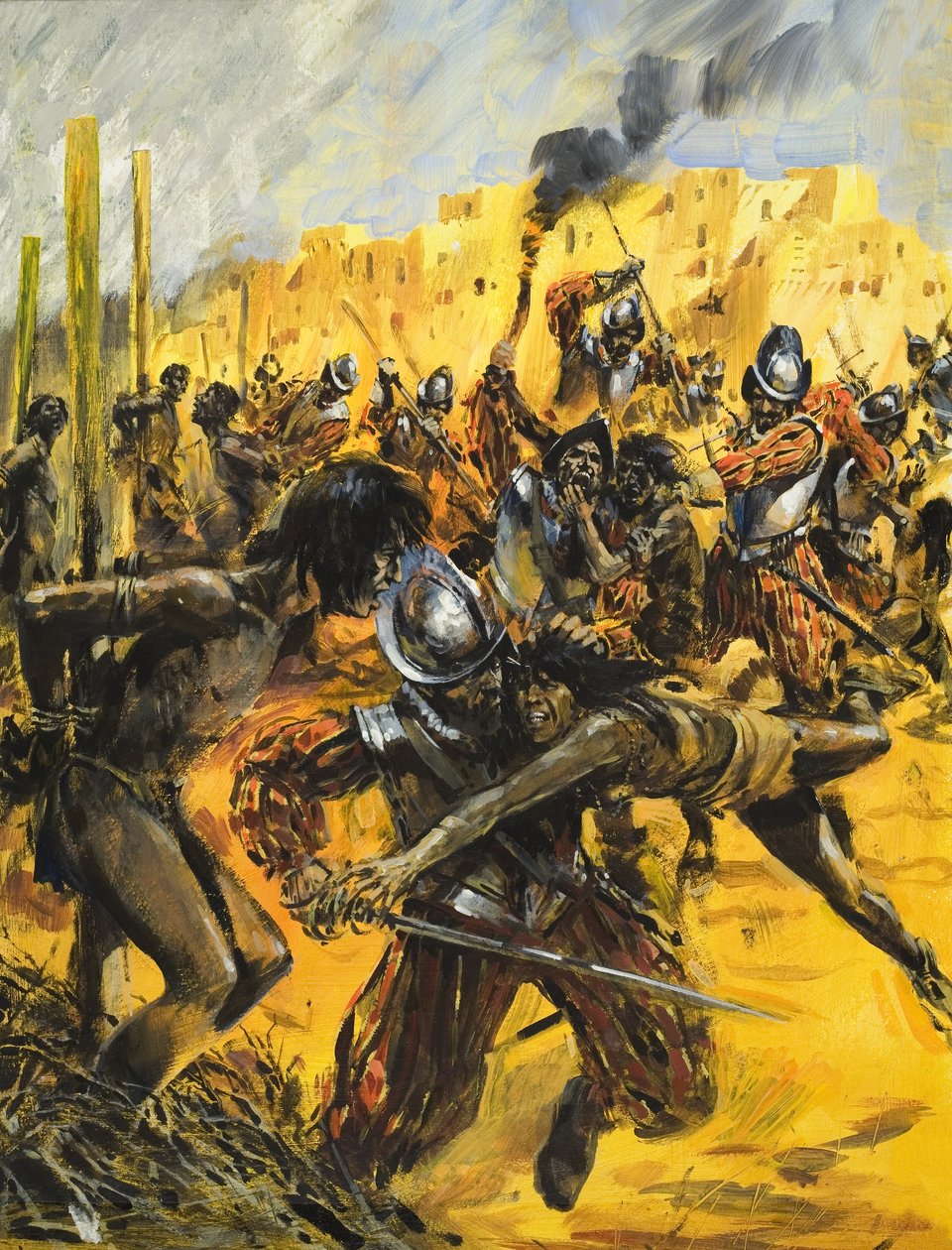 Conquistadores espanhóis (guache sobre papel) de Graham Coton