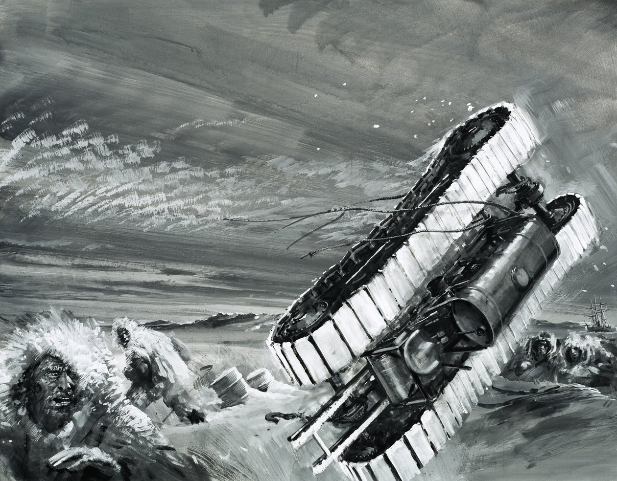 Os ventos de Commonwealth Bay sopram sobre um trator de neve de Graham Coton