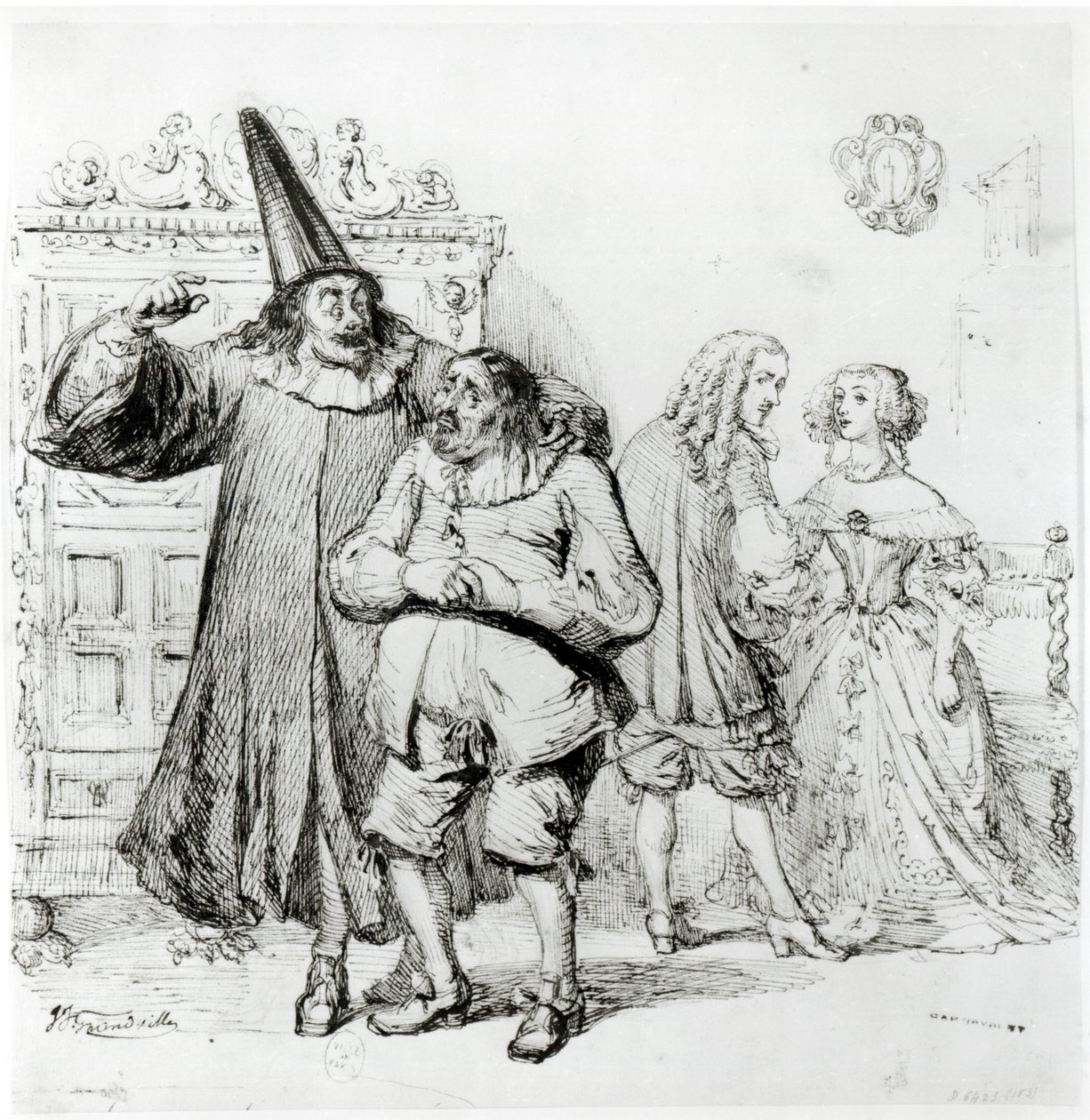 Argan e Monsieur Purgon, de "The Illusionary Ill" (1673) de Molière (1622-1673) de Grandville