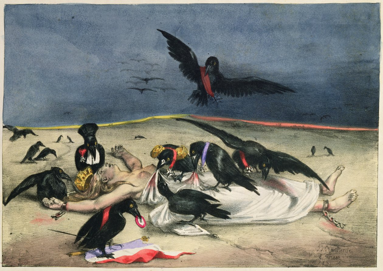 França entregou a todos os tipos de corvos, de &39;La Caricature&39;, 31 de outubro de 1831 de Grandville