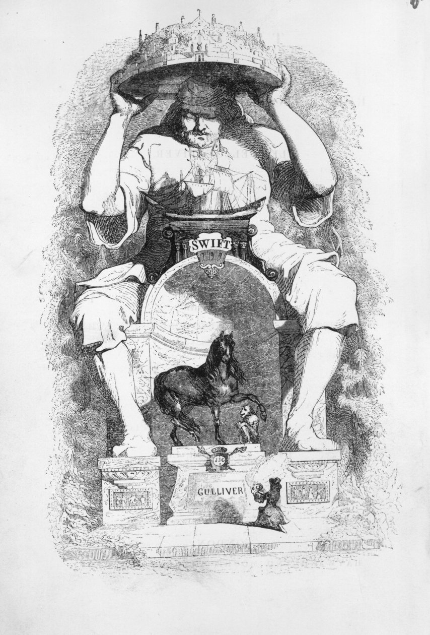 Frontispício para &39;Viagens de Gulliver&39; por Jonathan Swift, 1838 de Grandville