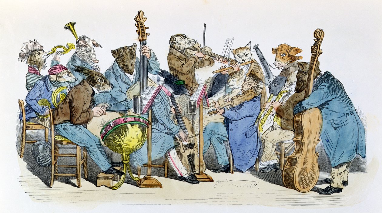 The New Musical Language, caricatura da série &39;Les Metamorphoses du Jour&39;, reimpressa em 1854 de Grandville