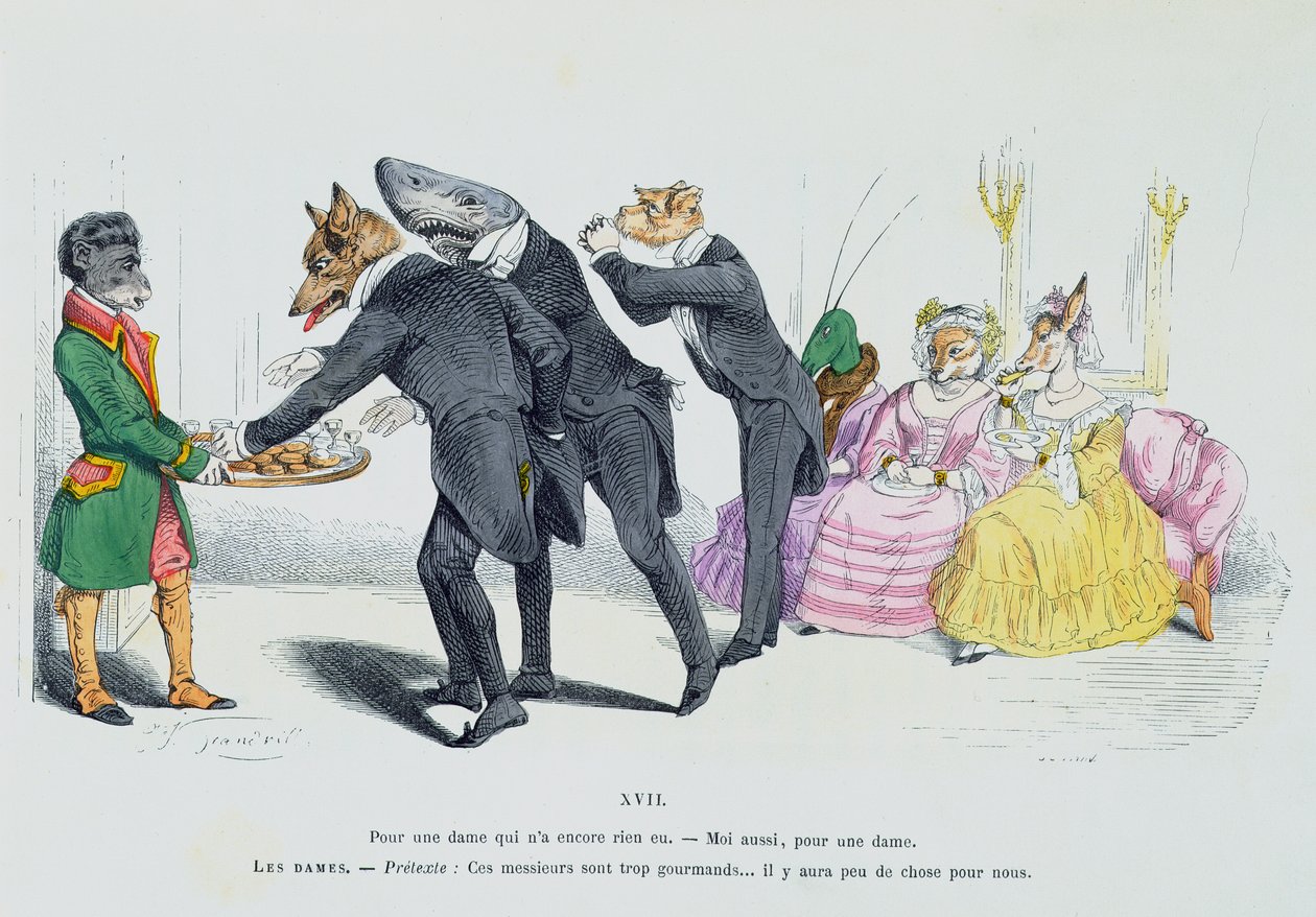&39;Esses senhores são tão gananciosos ...&39;, caricatura da série &39;Les Metamorphoses du Jour&39;, reimpressa em 1854 de Grandville