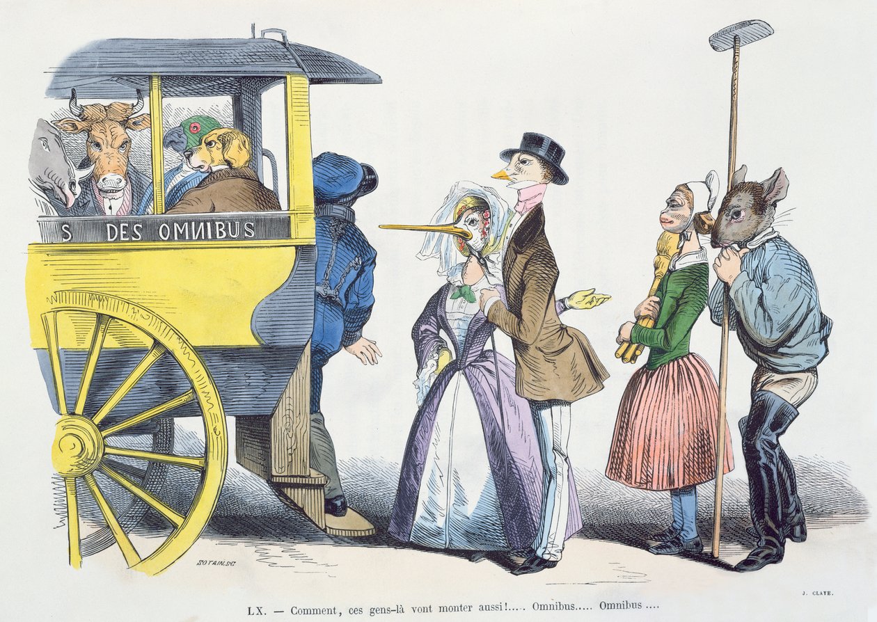 &39;O que você quer dizer com essas pessoas vão se dar bem&39; caricatura da série &39;Les Metamorphoses du Jour&39;, reimpressa em 1854 de Grandville