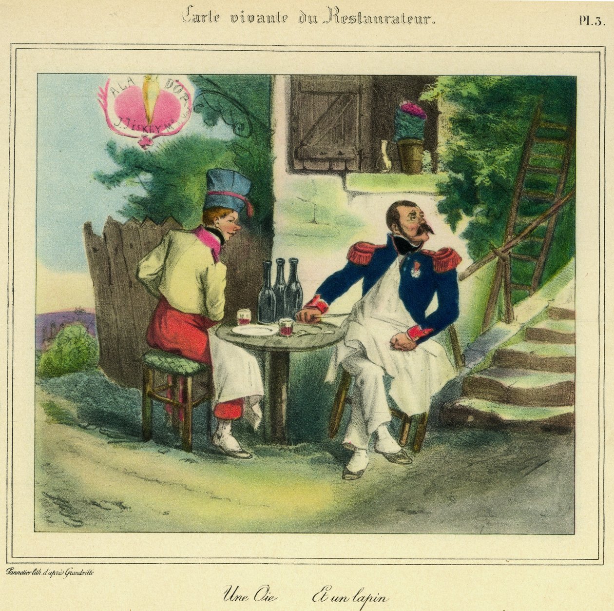 O mapa vivo do Restaurante "Um ganso e um coelho" (litografia) de Grandville