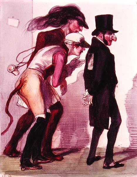 Cena do Carnaval de Paris, c.1840 (cor litho) de Grandville