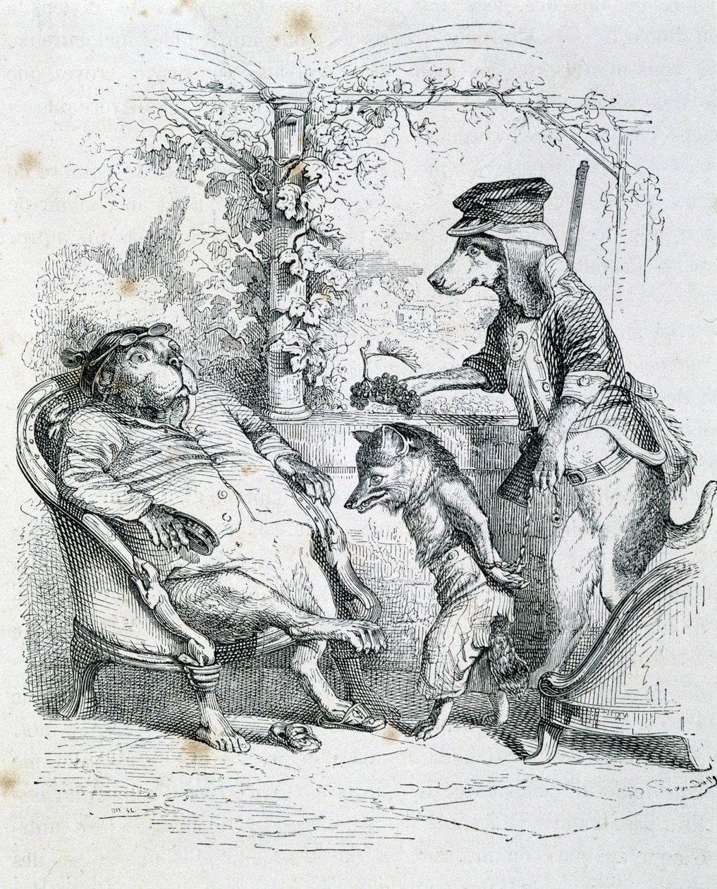 Os Dois Cães e a Raposa Riffler - por Grandville de Grandville