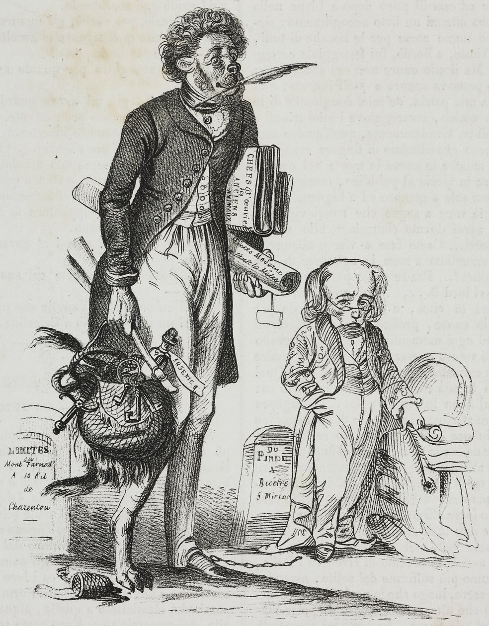 Por que tirar açaime das feras?, caricatura de Jean-Jacques Grandville (1803-1847), litografia de Gaetano Riccio da Poliorama Pittoresco, n 38, 30 de abril de Grandville