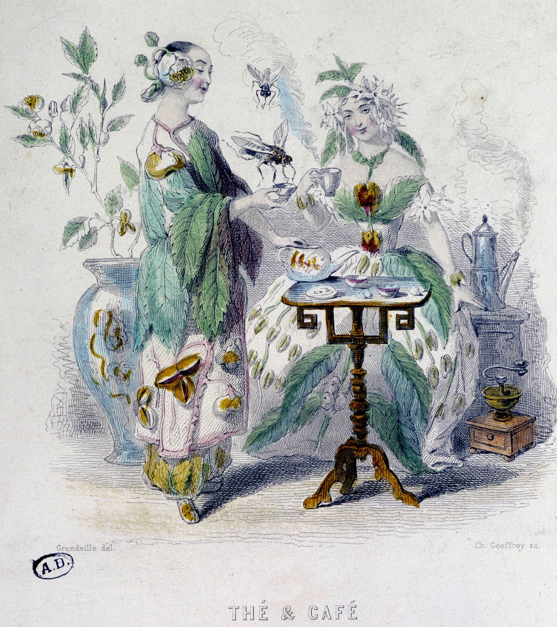 Alegoria de "Chá e Café" de Grandville, sd. Século XIX de Grandville