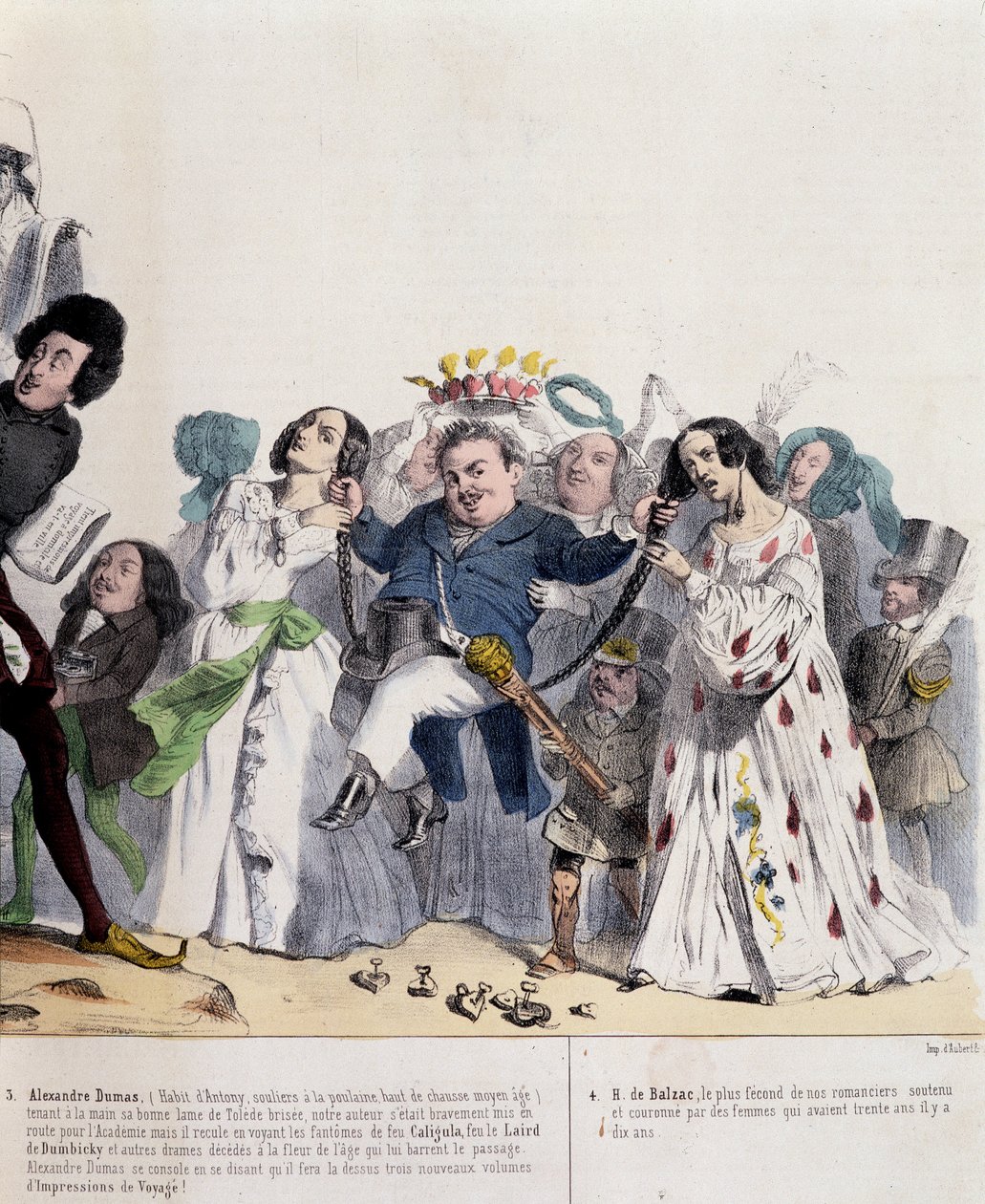 Desenho animado sobre Alexandre Dumas Fils e Honoré de Balzac - por Grandville, em "Charivari" a partir de 21/02/1844 de Grandville