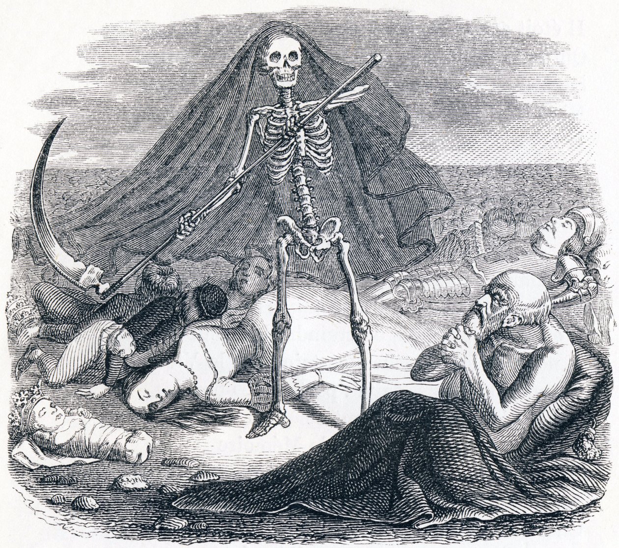 A morte e o morrer (Le mort et le mourrant) - Fábulas de La Fontaine de Grandville