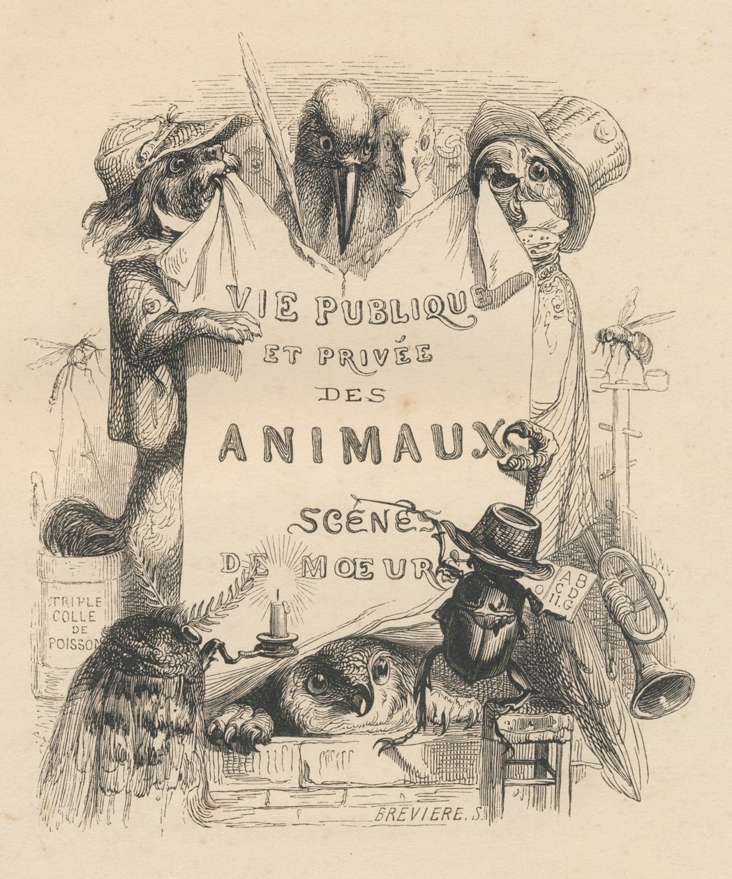 Frontispício do livro "Scenes de la vie privee et publique des animaux". Paris, J. Hetzel e Paulin de Grandville