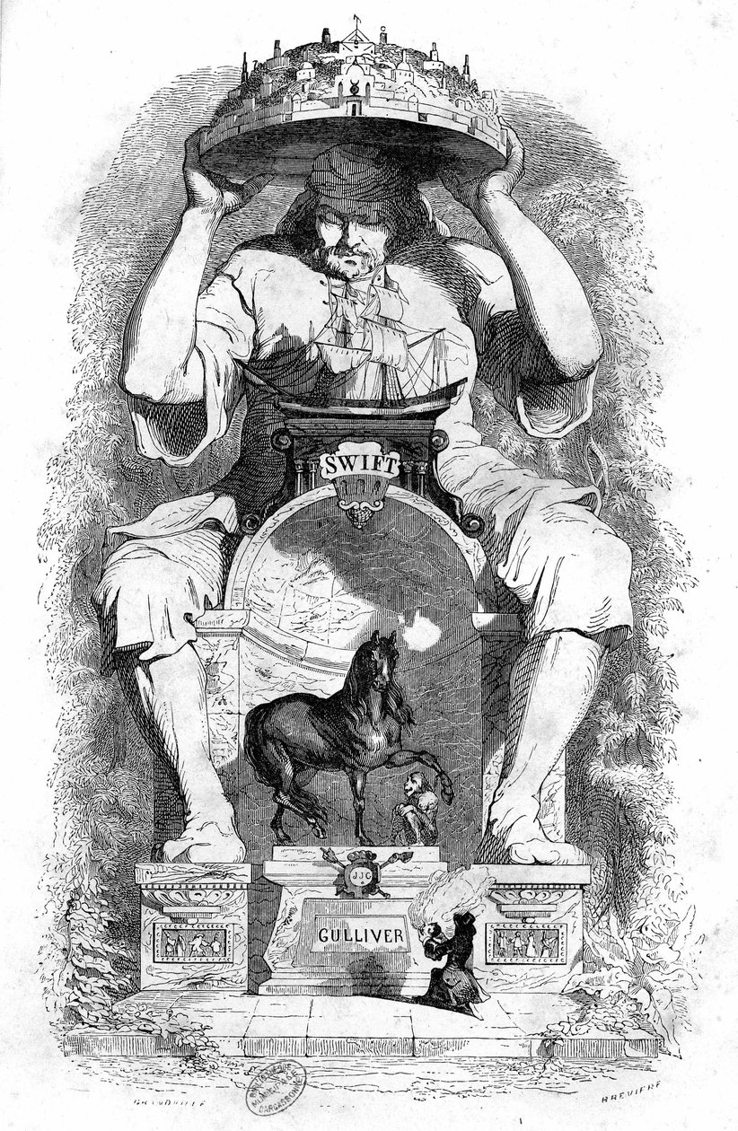 Ilustração para "As Viagens de Gulliver", escrita por Jonathan Swift de Grandville (1803 47)