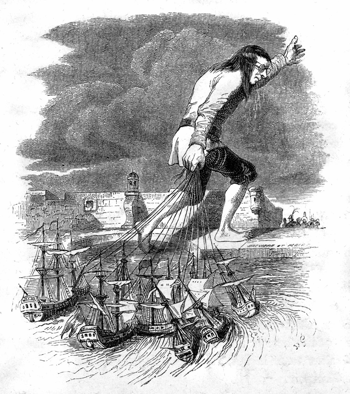 Ilustração para "As Viagens de Gulliver", escrita por Jonathan Swift de Grandville (1803 47)