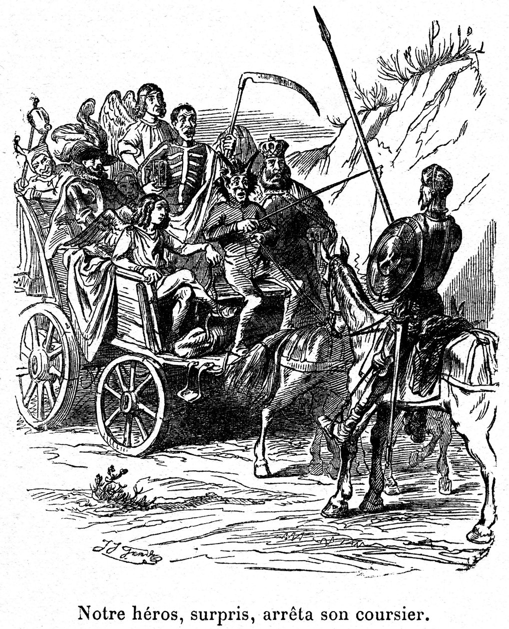 Ilustração das aventuras de Dom Quixote escrita por Cervantes de Grandville (1803 47)
