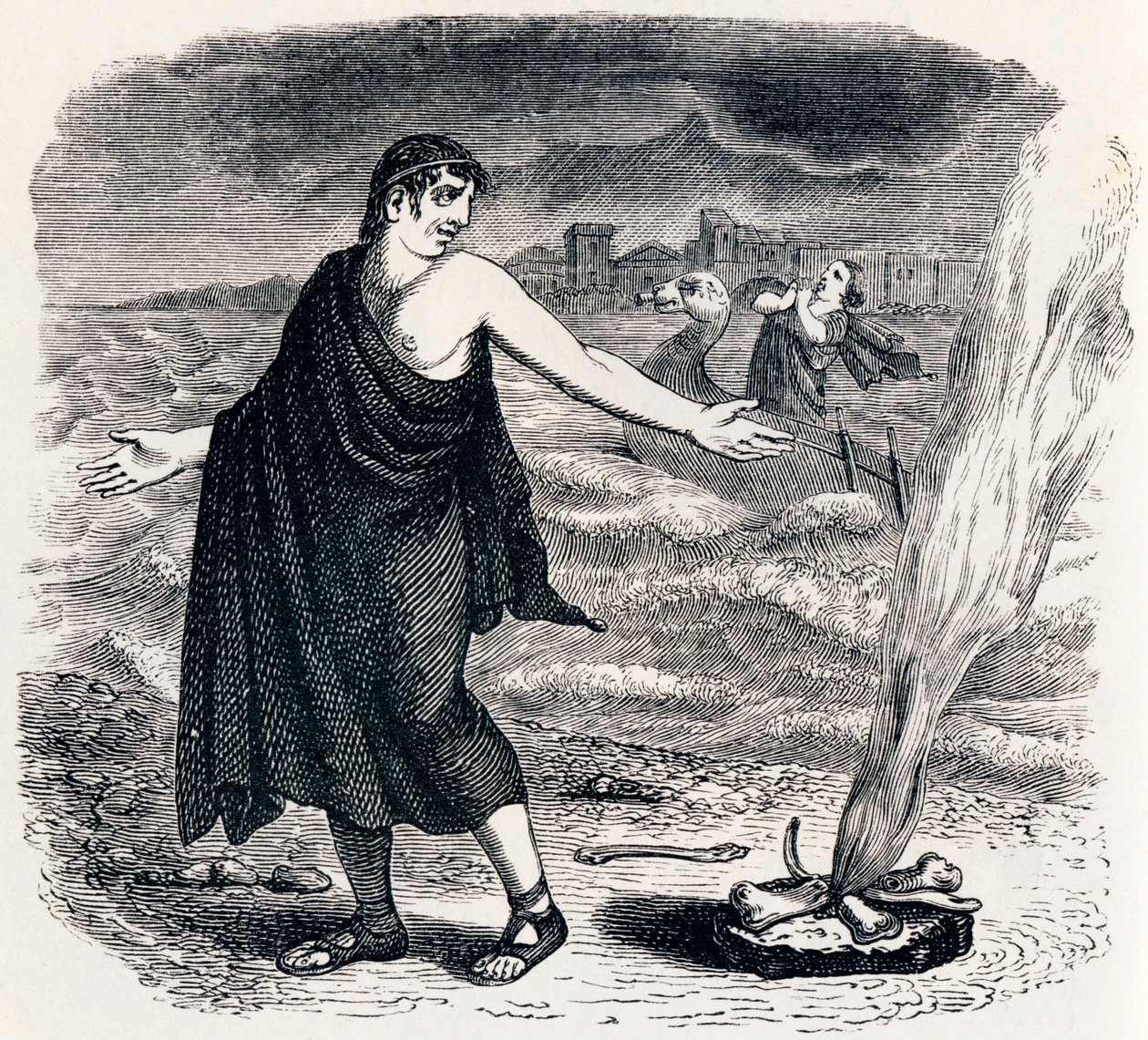 JUpiter e o passageiro (Jupiter et le passager) - Fábulas de La Fontaine de Grandville