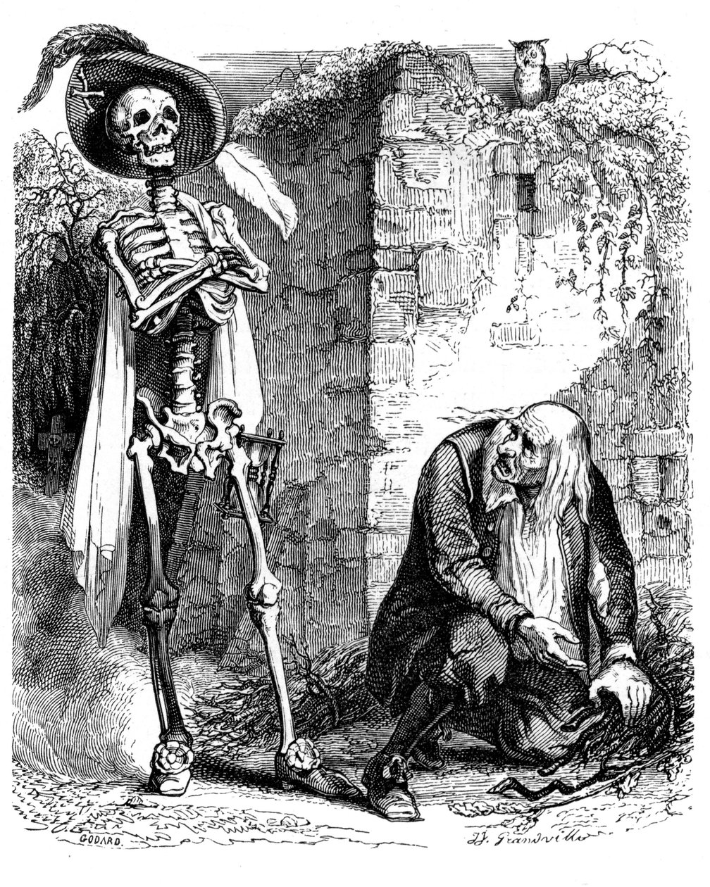 La Mort et le bucheron: fábula de La Fontaine ilustrada por Grandville. de Grandville (1803 47)