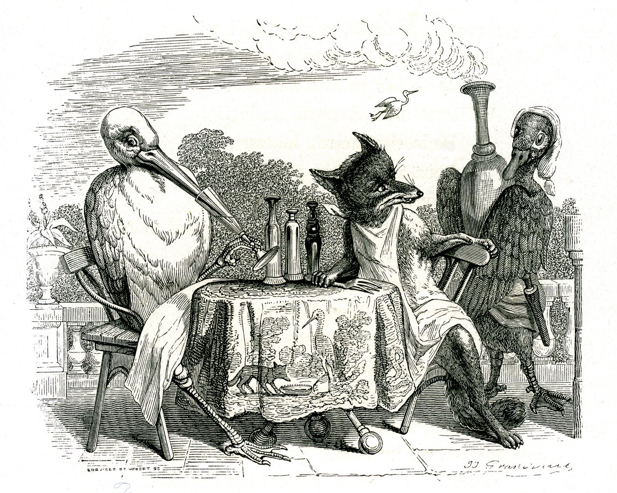 A Raposa e a Cegonha, ilustração de 
