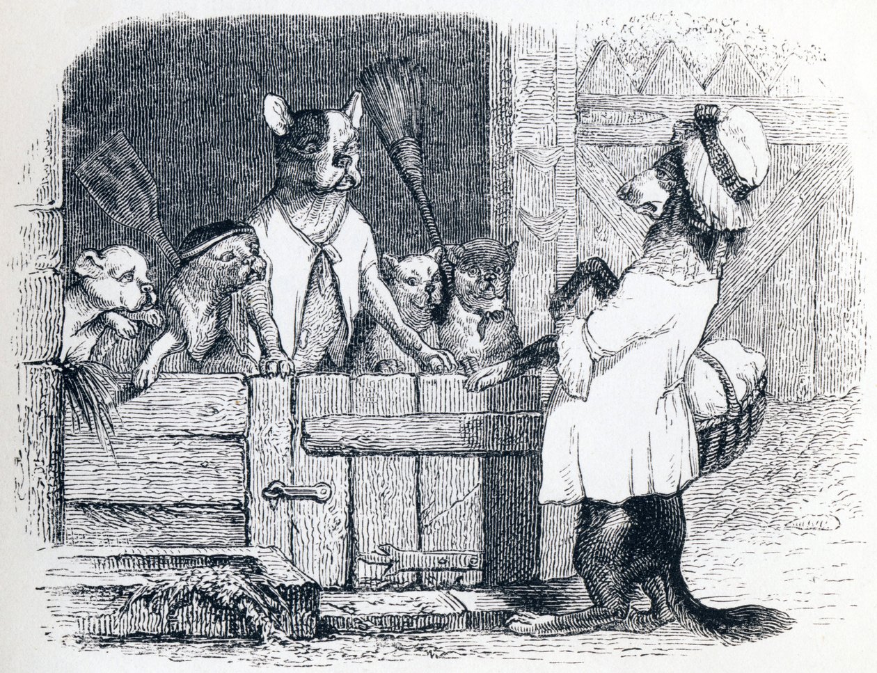 The Lice and his companion - Fábulas de La Fontaine de Grandville