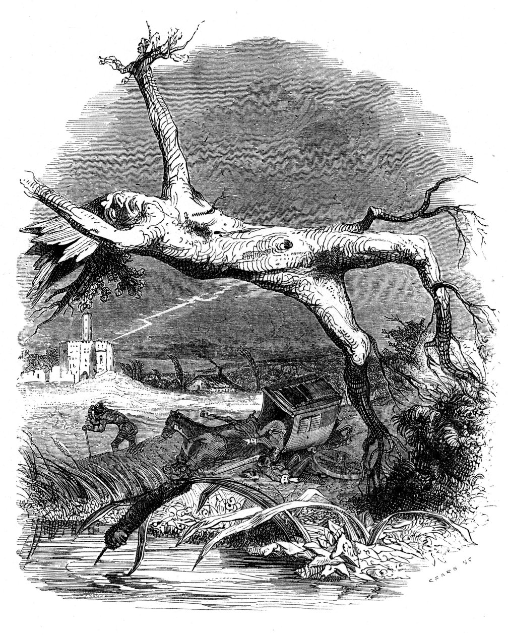 O carvalho e a cana: a fábula de La Fontaine de Grandville (1803 47)