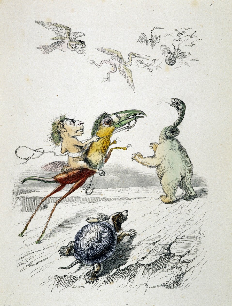 A perseguição (raça animal fabulosa) por Grandville de Grandville