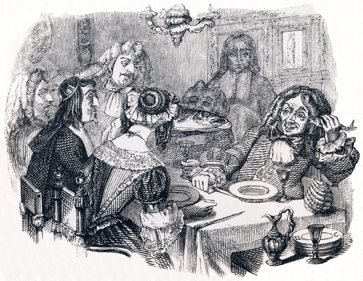 Os risos e os peixes (Le rieur et les poissons) - Fábulas de La Fontaine de Grandville
