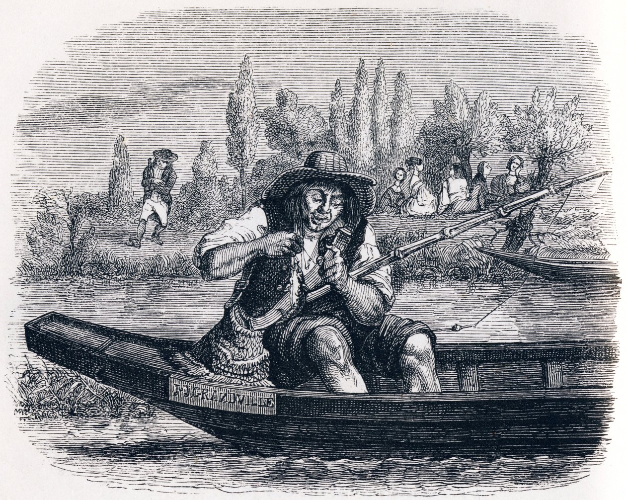 O peixinho e o pescador (Le petit poisson et le pecheur) - Fábulas de La Fontaine de Grandville
