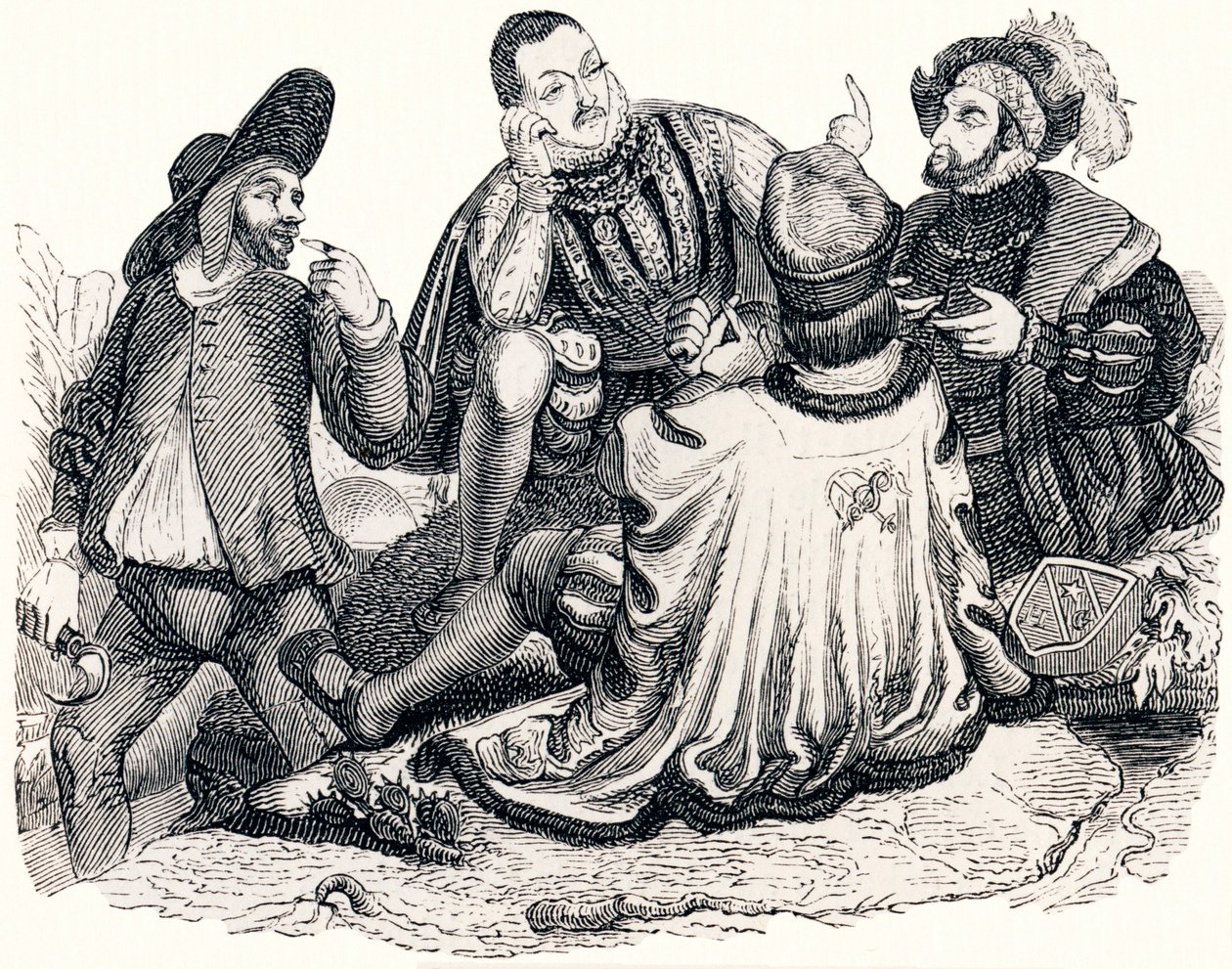 O mercador, o cavalheiro, o patrício e o filho do rei (Le marchand, le gentilhomme, le patre et le fils de roi) - Fábulas de La Fontaine de Grandville