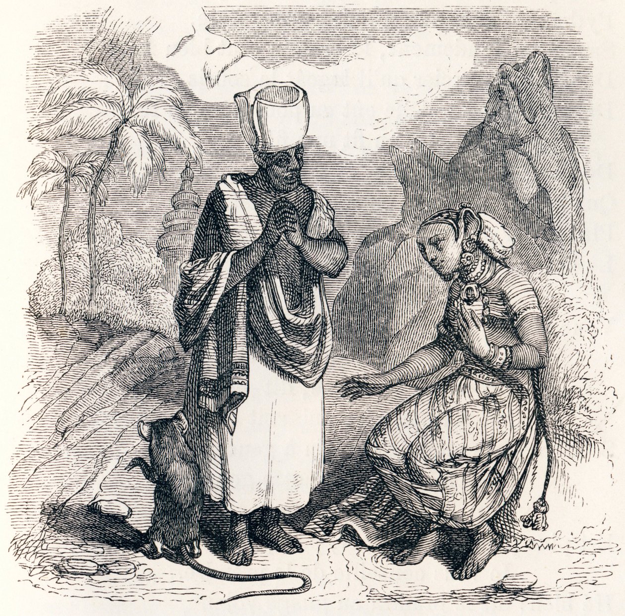 O rato é metamorfoseado quando menina - Fábulas de La Fontaine de Grandville