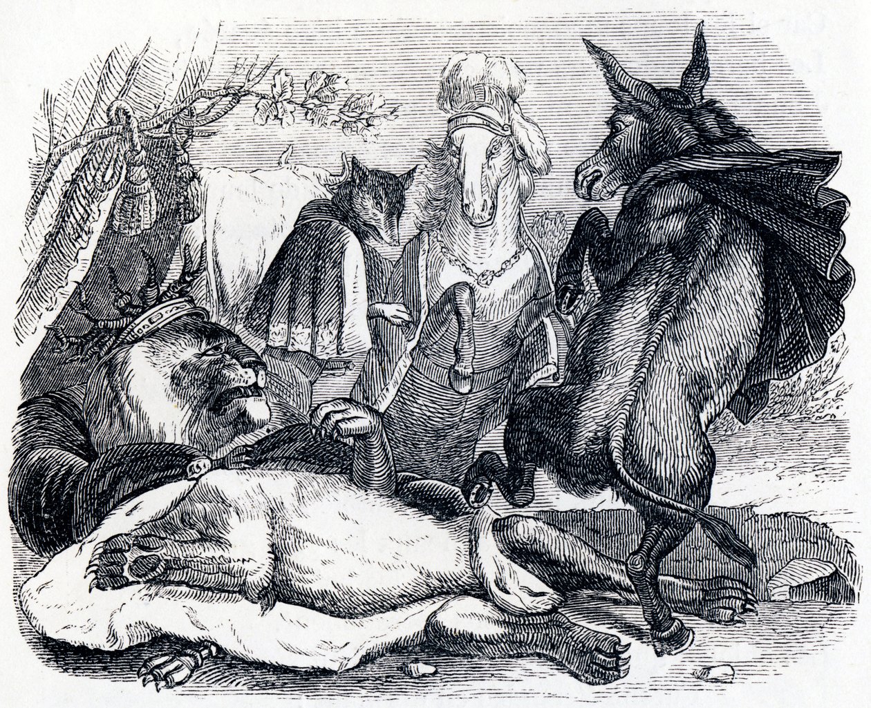 O velho leão - Fábulas de La Fontaine de Grandville