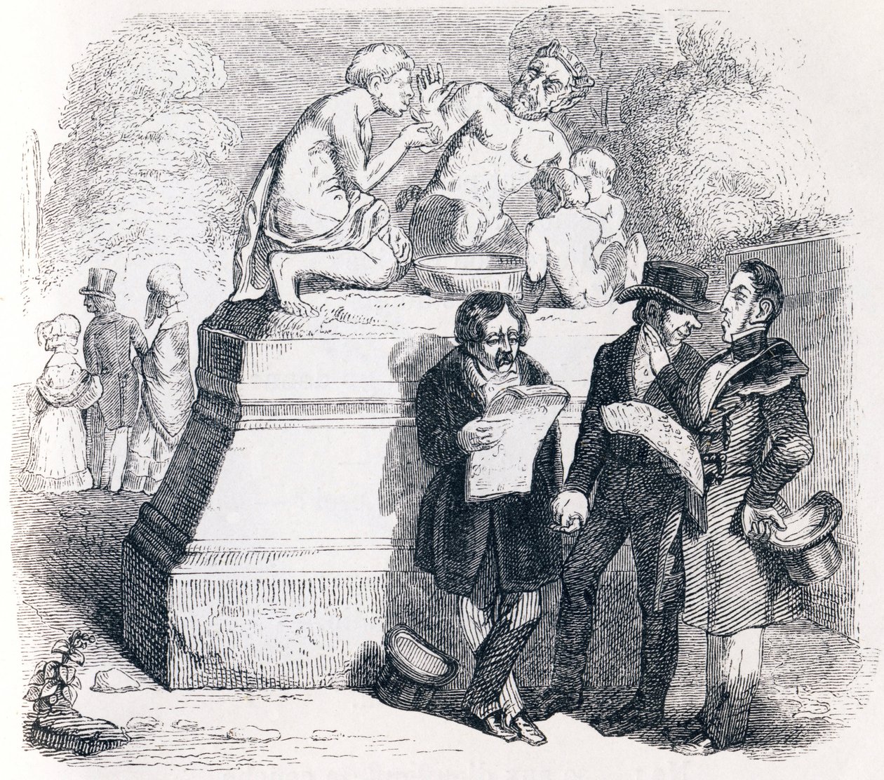 O sátiro e o transeunte - Fábulas de La Fontaine de Grandville